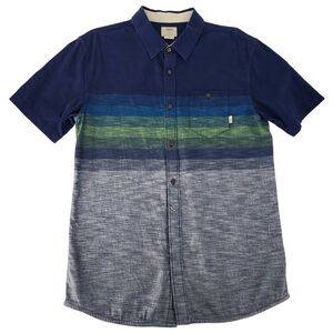 VANS Blue Striped Short Sleeve Button Up Casual Skate size l